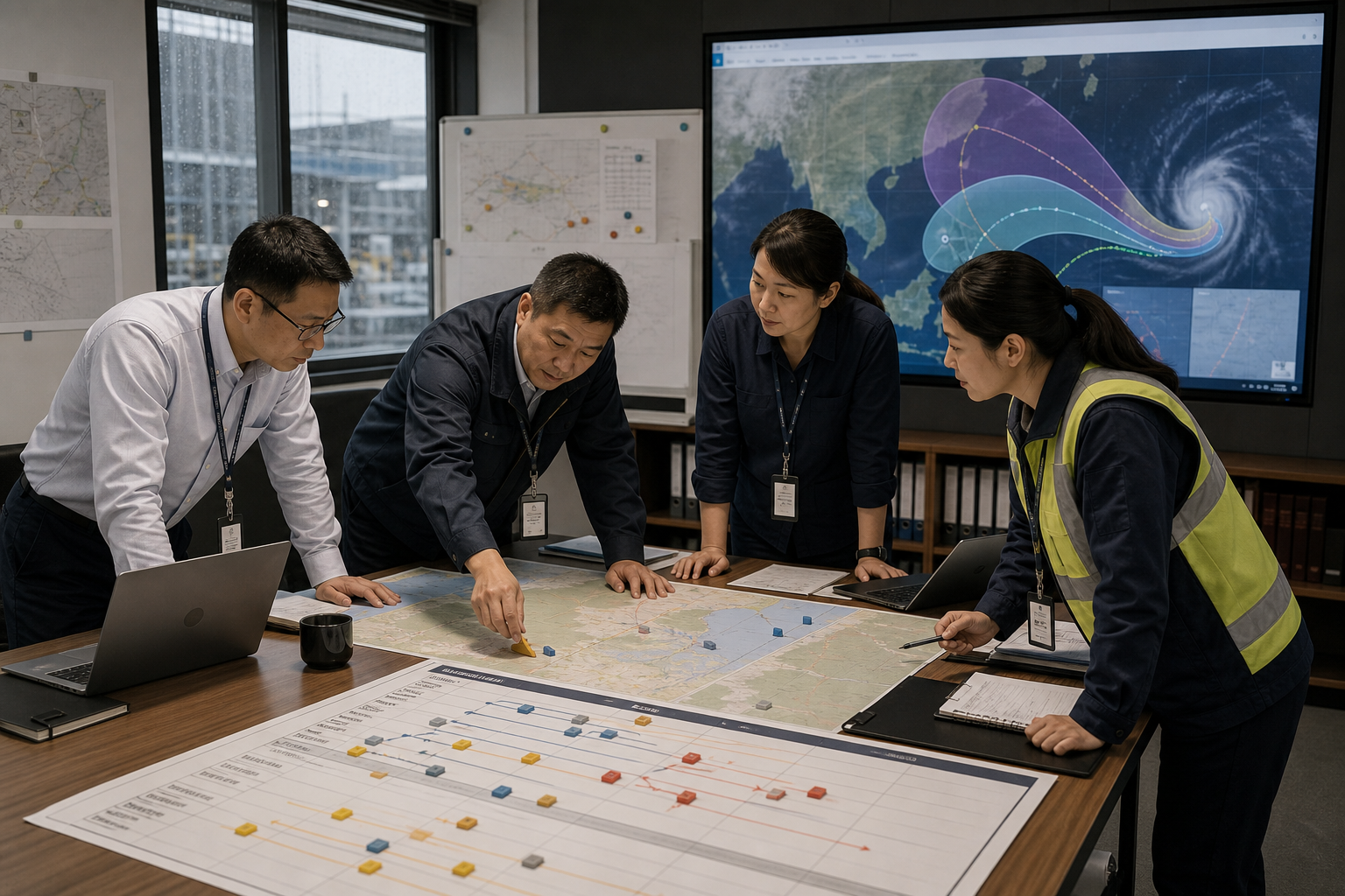 企业跨部门团队通过桌面演练验证台风风险下的升级、撤回与恢复动作