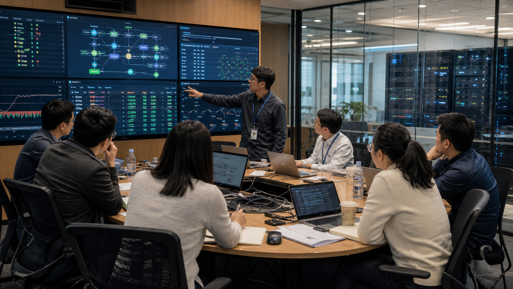 企业客户与多家 AI 合作伙伴在联合指挥室共同追踪端到端业务任务