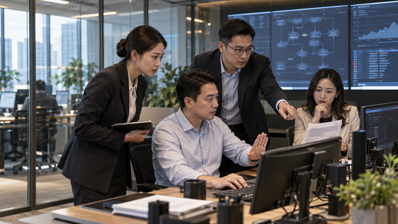 企业技术、运营与风控团队在真实办公环境中暂停并复核 AI 自动执行